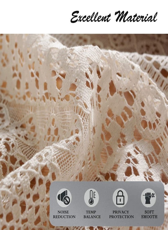 AMZALI Curtain Tiers, Lace Valance Window Topper Curtain with Tassels, Short Window Curtains for Cafe, Bathroom, Kitchen, Farmhouse, Bedroom Rod Pocket Curtains 1 Panel Beige - Image 4